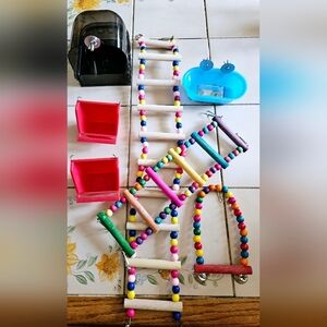 6 PIECE PARAKEET[ SMALL BIRD ] BIRD CAGE ACCESSORIES BUNDLE SET